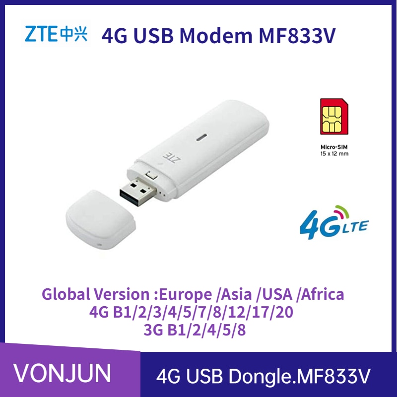 ZTE MF833V USB , 150 Mbps  4G LTE , MF833 ۷ι  Ʈũ ī